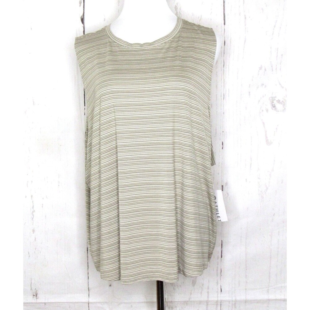 Athleta Women's Cloudlight Striped Muscle Tank Size 3X Beige Relaxed Fit NWT